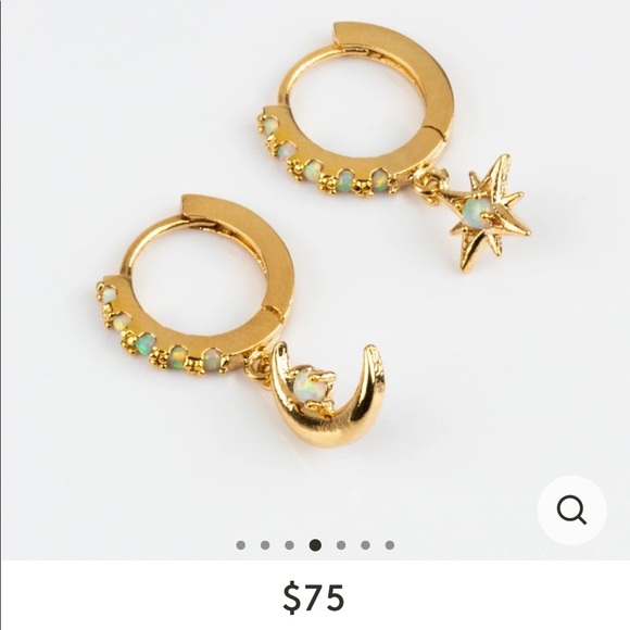 Starry Night Mini Gold Opal Hoops Earrings Huggies - Picture 16 of 16